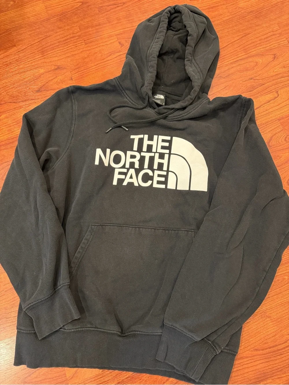The North Face Black Pullover Hoodie with White Logo size Large